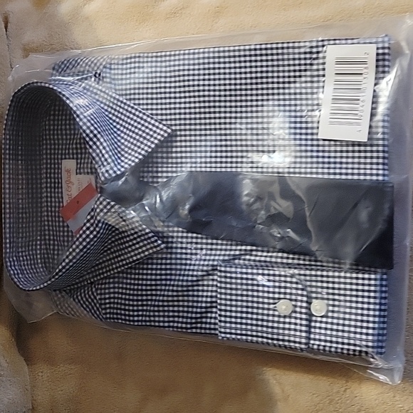 Boys xxL, Black and white checker shirt with black tie. Nwt. *still in bag*. - Picture 3 of 4